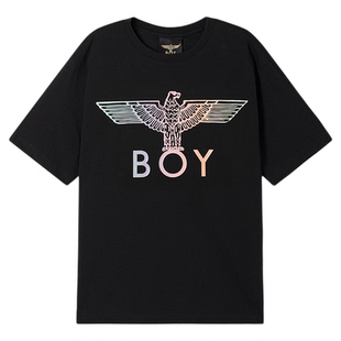 BOYLONDON春夏情侣款凉感炫彩翅膀印花潮牌短袖T恤N01912