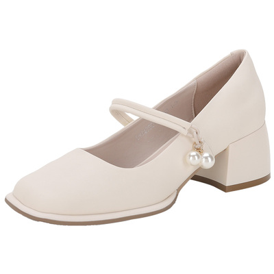 大东甜美风中跟粗跟玛丽珍鞋