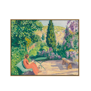 阅读者马尔凯喷绘仿制油画客厅沙发背景装饰画风景挂画壁画有框画