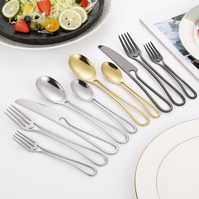 跨镜不锈钢餐具创意镂空手柄刀叉勺酒店西餐厅牛排刀叉勺套装