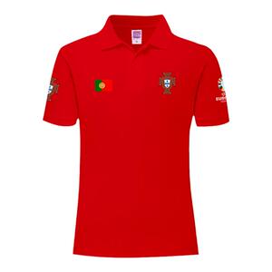 2024欧洲杯葡萄牙队服足球迷服C罗B费POLO衫男女翻领带领短袖T恤