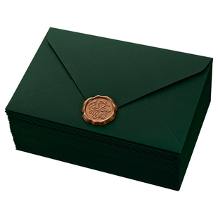 可定制触感纸信封信纸套装墨绿复古高级感精致手写信情书送女男友信纸加信封生日贺卡火漆印章套装请柬婚礼