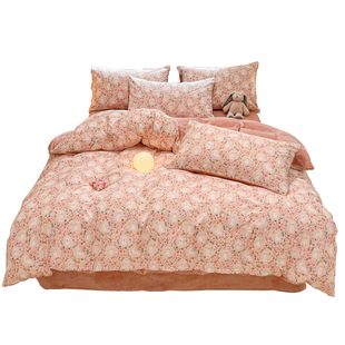 冬季ab全棉牛奶绒150x200x230被套单件纯棉珊瑚绒冬天加厚绒被罩