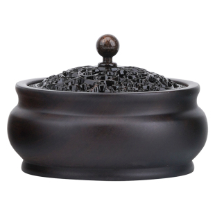 榜盛黑檀木香炉禅意茶道室内沉香香薰炉家用供奉中式高档茶桌摆件