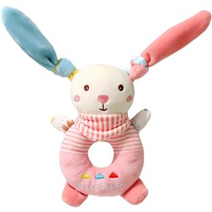 婴儿玩具手摇铃新生儿抓握益智早教0-3-6个月安抚宝宝1岁毛绒bb棒