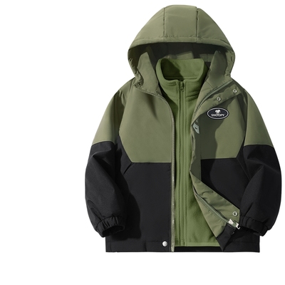 史努比男童加绒外套三合一冲锋衣