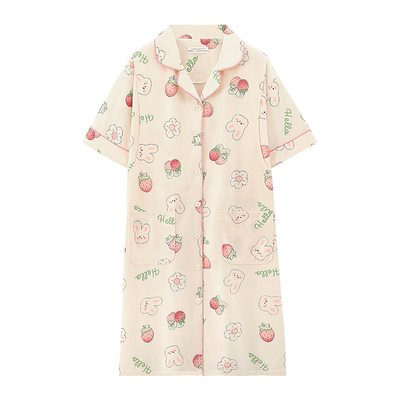 孕妇睡裙带胸垫月子服纯棉产后产妇入院待产裙可哺乳睡衣夏季薄款