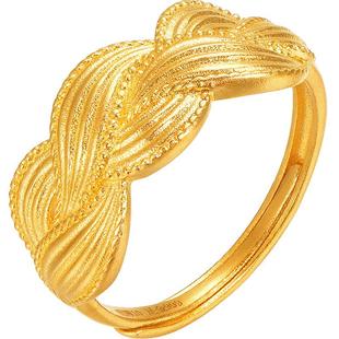 明牌珠宝古法黄金束水戒 交织花纹活口戒指足金女戒AFM0285