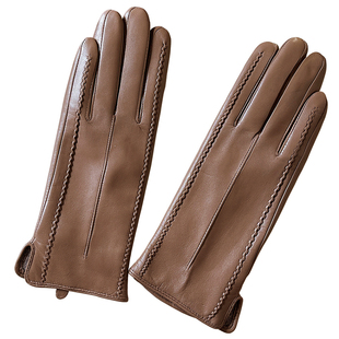 意大利纯皮小山羊皮真皮手套女冬季加绒羊毛保暖骑行薄款开车触屏