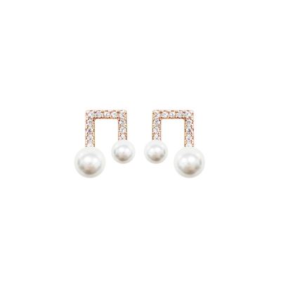 AMO音符人造珍珠耳环女简约气质