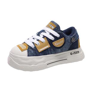 奇安达2025秋季新款情侣面包鞋厚底增高5CM大码潮流女款板鞋男孩