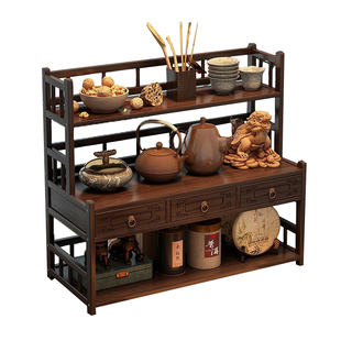 家用茶水柜办公室茶杯具置物架茶室桌面小型博古架茶壶展示摆件架