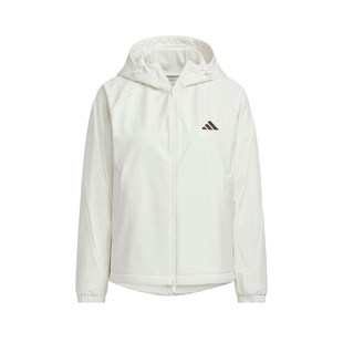 adidas阿迪达斯拒水保暖运动休闲连帽外套女软壳梭织夹克 KC0055