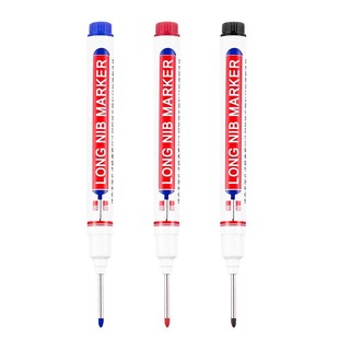 长头记号笔油性工地专用木工划线笔速干防水防油不掉色加长特殊用途瓷砖画线深孔细头长嘴黑色石笔标记笔脱帽