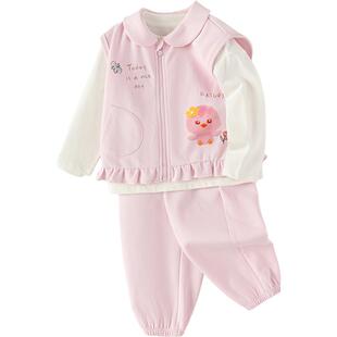 萌鸡小队IP商场同款巴拉巴拉女童运动套装春秋婴儿宝宝洋气三件套