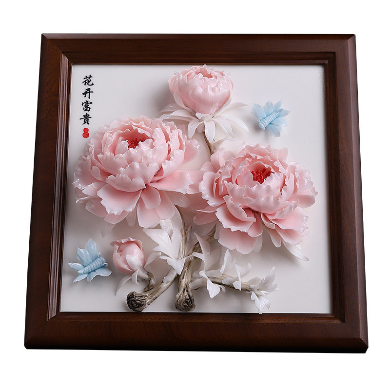 瓷花相框|非遗陶瓷牡丹定制礼物