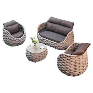 户外沙发庭院藤椅花园家具组合别墅阳台露天光房藤编休闲防水防晒