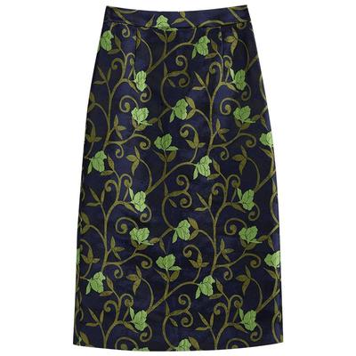 【刘涛同款】YINER音儿女装秋季法式优雅提花高腰开衩半身裙