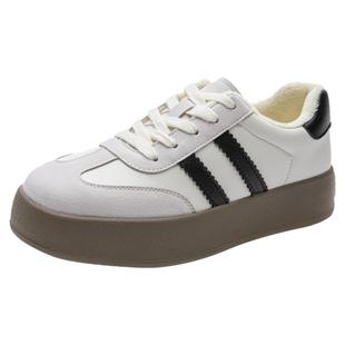 大东德训鞋女款秋冬2025新款厚底休闲板鞋加绒运动女鞋百搭小白鞋