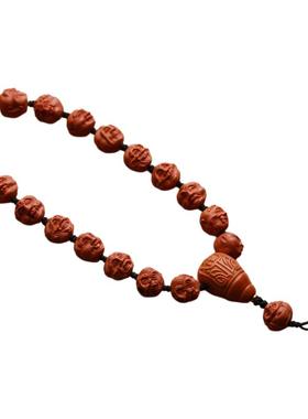 龙纹桃核雕刻殷派十八罗汉手串手持长链男女佛珠手链文玩核桃把件