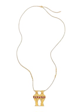 Wens「瓶」系列浮雕镶石双瓶造型长项链女金银双色复古小众叠戴