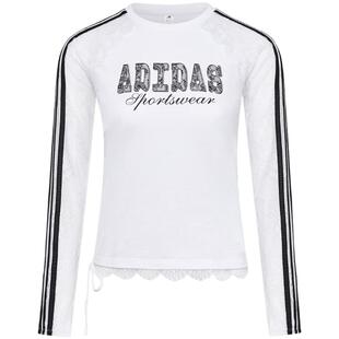 滔搏adidas阿迪达斯女子舞动长袖蕾丝花边修身休闲显瘦T恤LE8842