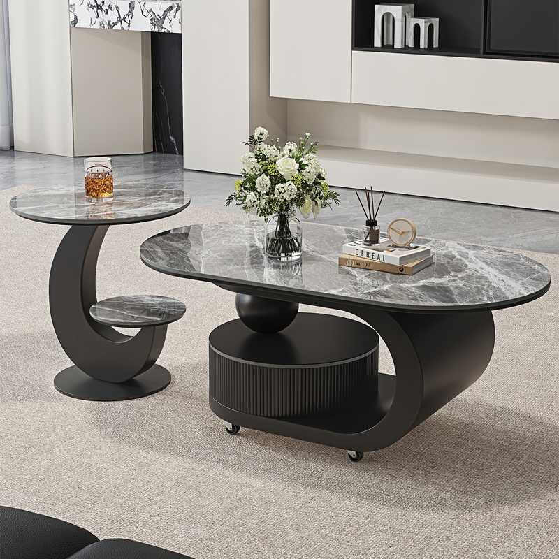 现代简约可移动岩板茶几推车边几意式轻奢高级感新款极简风小户型