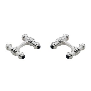 DeakinFrancis纯银柱形袖扣男士轻奢 英国黑玛瑙纯银袖口扣礼物