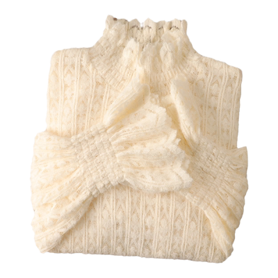 温娴通勤网纱蕾丝上衣