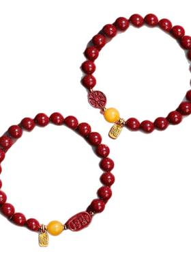 女生朱砂蜜蜡手串招财纳福手链