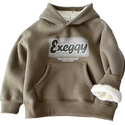 男童加厚羊羔绒连帽卫衣百搭保暖