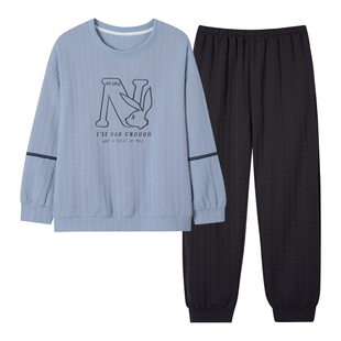 2023年新款睡衣女夹层秋冬季加厚纯棉套头薄款夹棉空气棉家居服套
