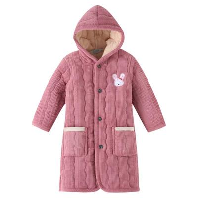 儿童睡袍冬季加厚夹棉法兰绒可爱