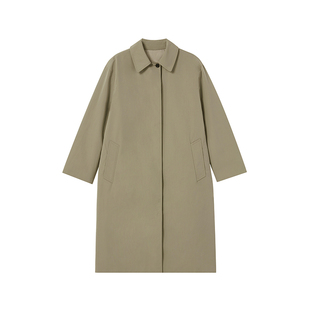 440ME女装 气质橄榄色简约宽松暗扣直筒长款风衣外套FB3S0501W