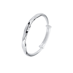 老凤祥足银光面手镯女款纯银莫比乌斯镯子手链生日礼物送老婆首饰