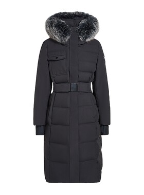 FIVE PLUS狐狸毛领连帽羽绒服大衣女户外工装保暖外套冬装