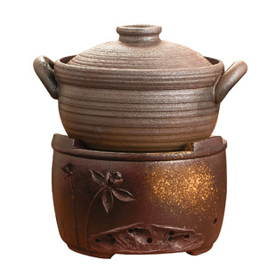 老式陶土砂锅无釉围炉炖锅家用燃气灶煲汤大号锅荷手工炭火煮茶炉