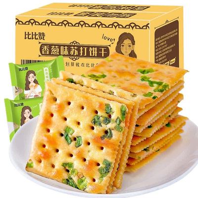 比比赞葱香苏打饼干整箱咸味零食