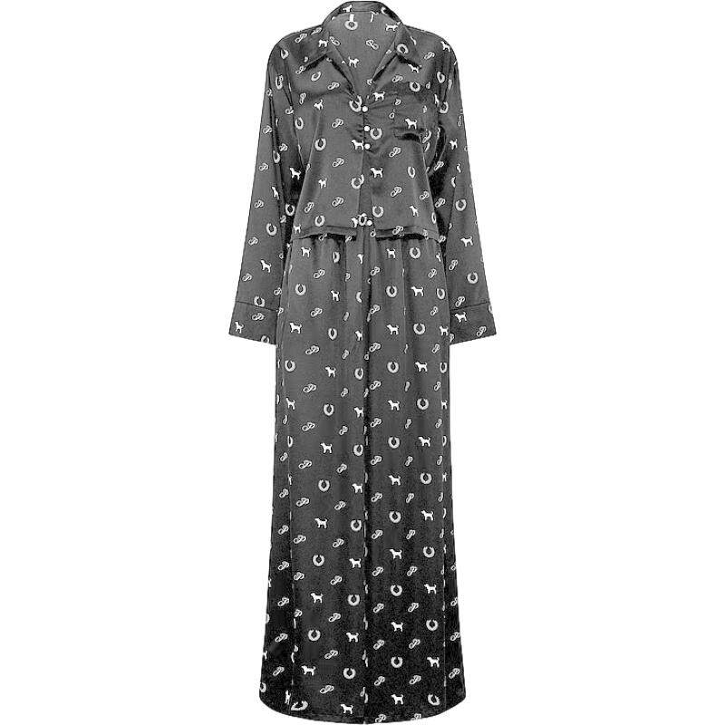 直降398|维密PINK 缎面宽松开襟长袖长裤家居服套装睡衣女秋2026