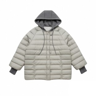 特大码胖mm高级感针织拼接棉服女韩系加厚保暖排骨设计棉衣外套