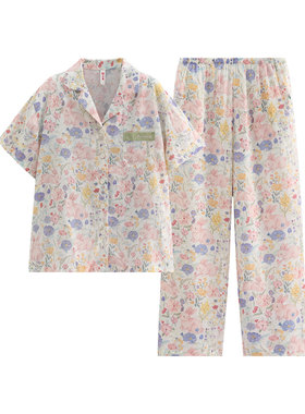 芬腾女士短袖长裤夏季家居服套装