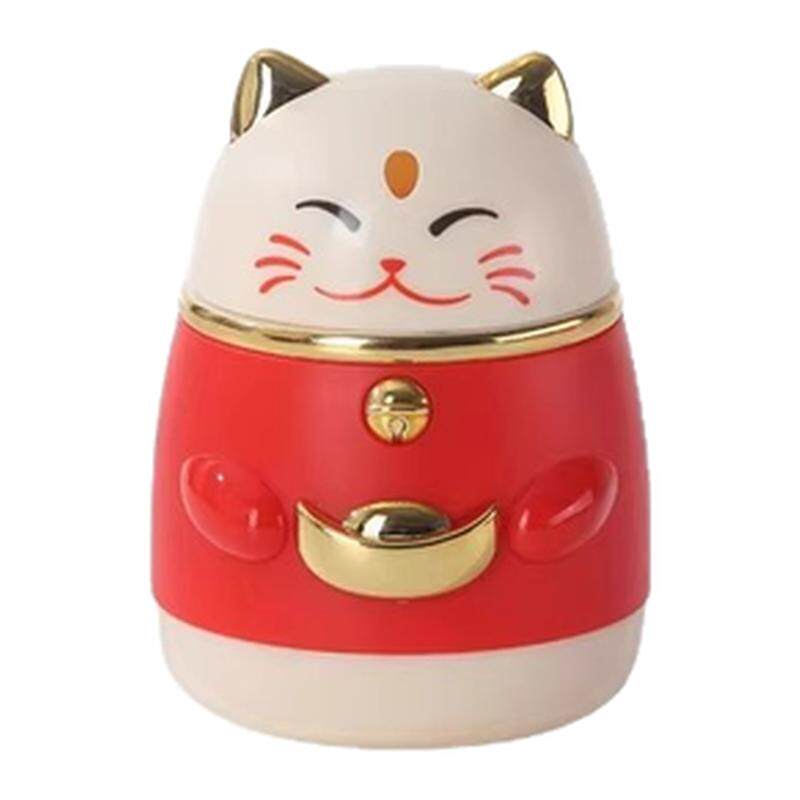 招财猫牙签盒按压式自动弹出
