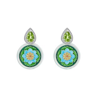 CIGALONG龙梓嘉敦煌博物馆联名宝相花橄榄石耳钉新中式珠宝