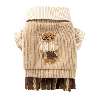 宠物小狗狗衣服冬装情侣装学院风衬衫裙子泰迪比熊猫咪小型犬冬天