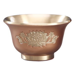 熙曼蒂 黄铜雕刻莲花茶杯家用供佛敬神供奉财神爷关公武财神