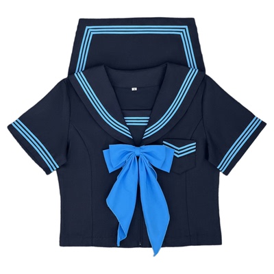 原创兰樱中藏青色三本水手服套装