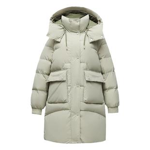 鸭鸭冬季红色羽绒服女加厚中长款过膝宽松韩版设计感鸭绒洋气外套