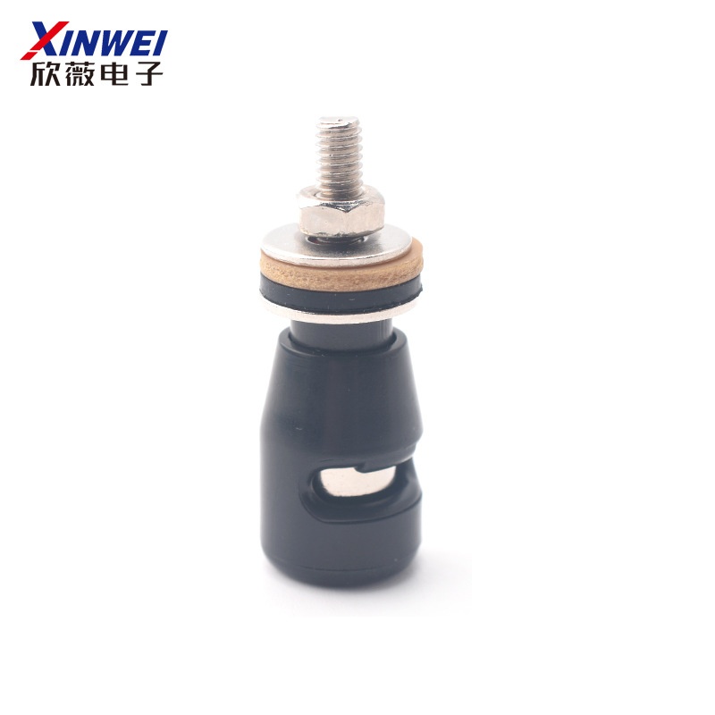 免焊M4*38按压式弹力弹簧铜接线柱绕线柱自锁4mm接线端子