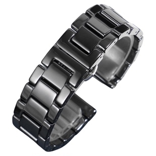 黑色陶瓷表带适配阿玛尼系列AR1452 1451 1400飞行员AR70002表链