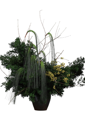 鲲屿 新中式仿真花艺【绿柳无涯】样板间售楼处酒店大堂大花摆件